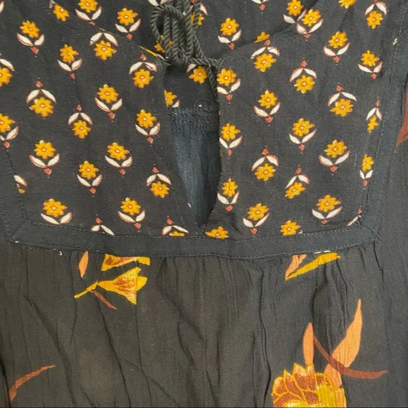 SOLD🖤Billabong Ella Bella Black & Orange Floral Fall Peasant Top Small New - Picture 14 of 16